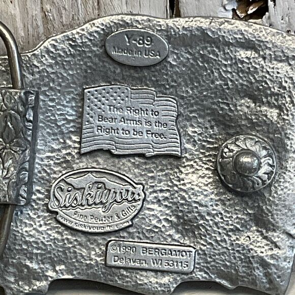 Siskiyou The Right To Bear Arms Belt Buckle Mens 1990 Patriotic Y-89 Pewter - Picture 3 of 6
